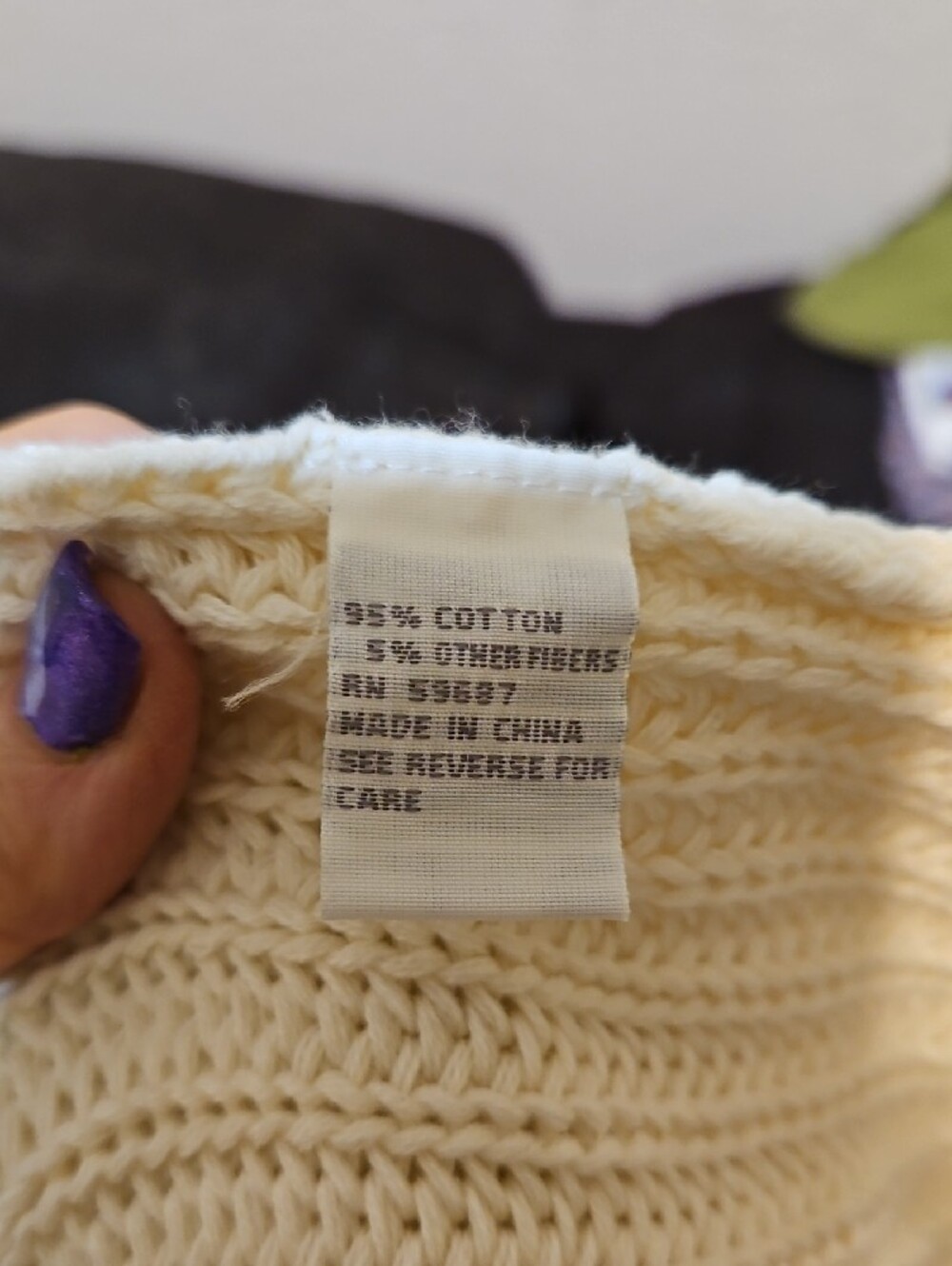 Curios Open-Front Fringe Knit Cardigan in Light Cream - Picture 10 of 10